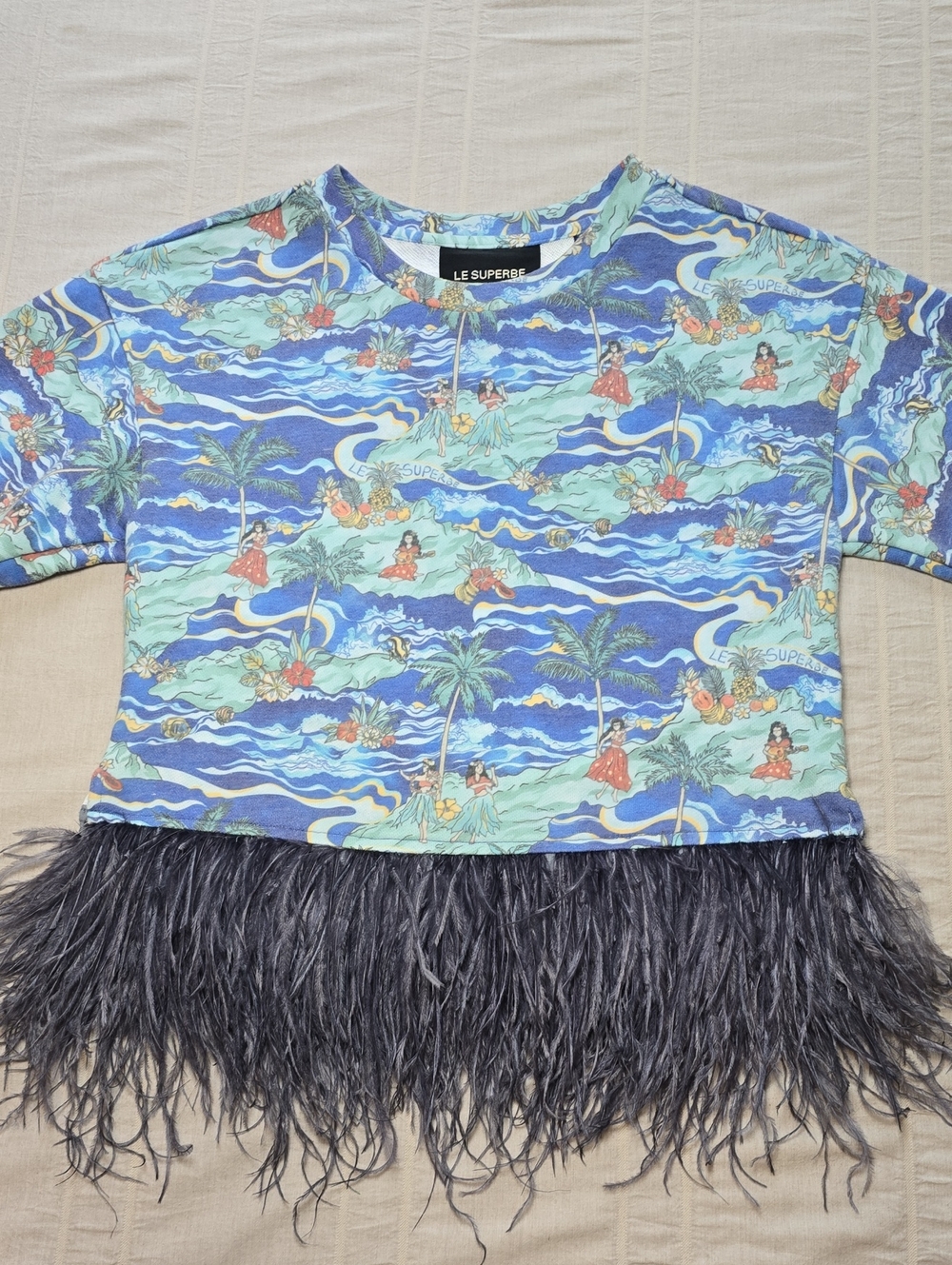 Le Superbe Hula House Party Top in Royal Hawaiian Blue Women's Size XS - Picture 3 of 12